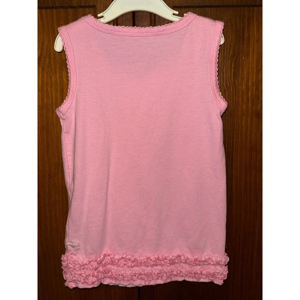 RuffleButts Girls Pink Ruffle Hem Sleeveless Tank Top Size 4T Cotton Modal Blend